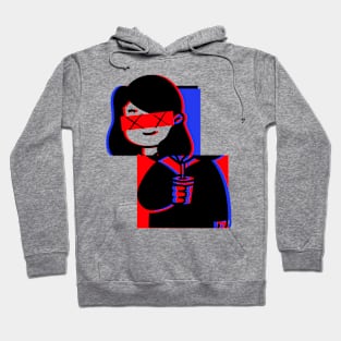 Glitched Girl With Drink Design Hoodie